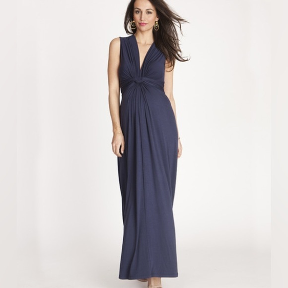 Seraphine Jo - Knot Front Maternity Maxi-Dress Blue size 10 - Picture 1 of 7